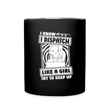 Notruf Leitstelle Einsatzzentrale Mädchen - Tasse einfarbig - Schwarz - Vorne