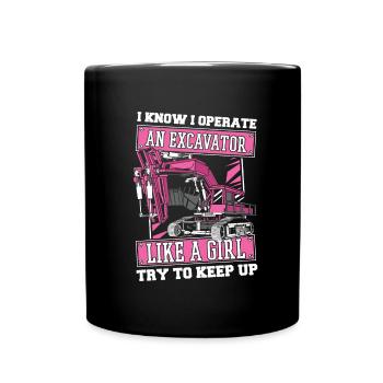 Excavator driver funny - Full Colour Mug - black - Front
