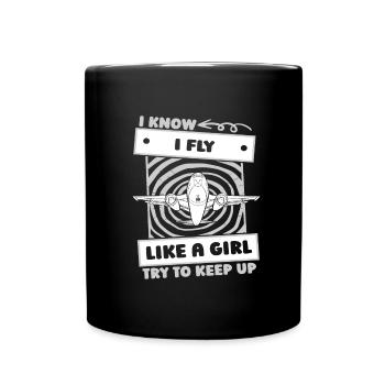 Flugbegleiter Stewardess Humor - Tasse einfarbig - Schwarz - Vorne