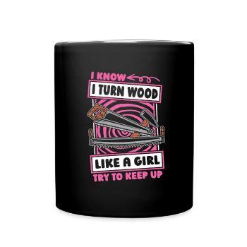 Woodturning Turner Girls - Full Colour Mug - black - Front