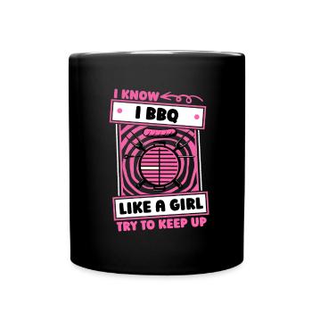Bbq Grillen Mädchen - Tasse einfarbig - Schwarz - Vorne