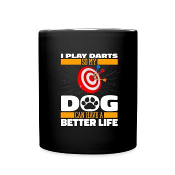 Darts Darts Player Dog - Full Colour Mug - black - Front