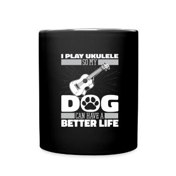 Chien ukulélé - Mug uni - noir - Devant