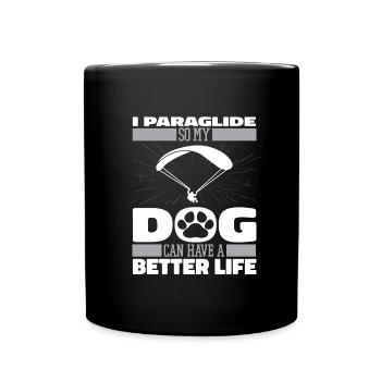 Paragleiter Paragleiten Hund - Tasse einfarbig - Schwarz - Vorne