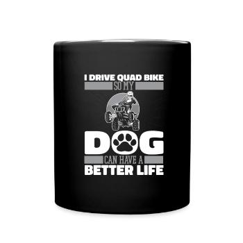 Quad Bike Hund - Tasse einfarbig - Schwarz - Vorne