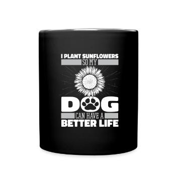 Chien tournesol - Mug uni - noir - Devant