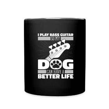 Bassist Bass Guitar Basser Dog - Full Colour Mug - black - Front