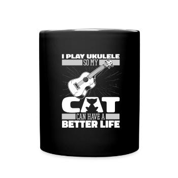 Chat ukulélé - Mug uni - noir - Devant
