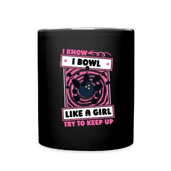 Bowling Bowlen Bowler Mädchen - Tasse einfarbig - Schwarz - Vorne