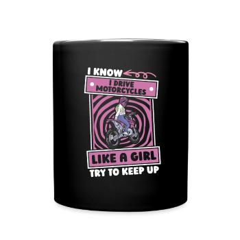 Moto Motard Motocycliste Fille - Mug uni - noir - Devant
