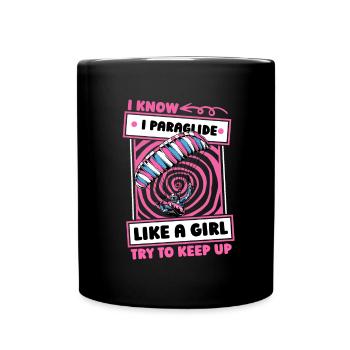 Paragleiter Paragleiten Mädchen - Tasse einfarbig - Schwarz - Vorne