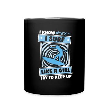 Surfer Surfing Girls - Full Colour Mug - black - Front