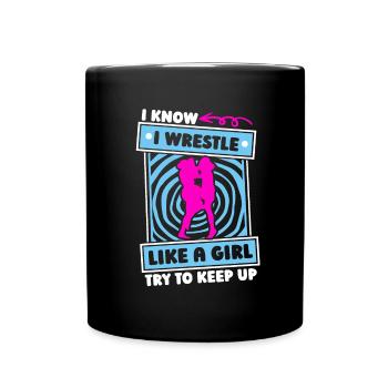 Wrestling Wrestler Mädchen - Tasse einfarbig - Schwarz - Vorne