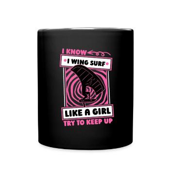 Wing Surf Wing Foil Mädchen - Tasse einfarbig - Schwarz - Vorne