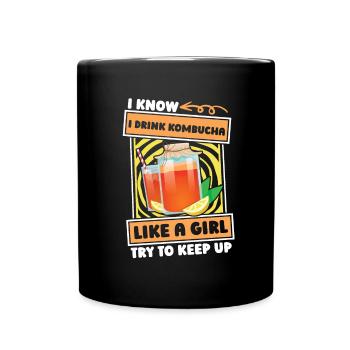 Kombucha Mädchen - Tasse einfarbig - Schwarz - Vorne