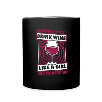 Wein Winzer Mädchen - Tasse einfarbig - Schwarz - Vorne