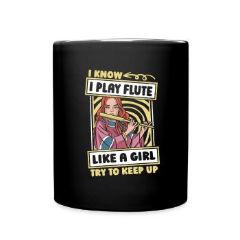 Flutist Flute Girl - Full Colour Mug - black - Front