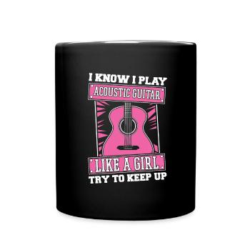 Akustikgitarre Mädchen - Tasse einfarbig - Schwarz - Vorne