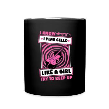 Cello Cellist Girl - Full Colour Mug - black - Front