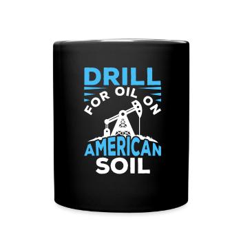 Ölfeld Bohrinsel Amerikanisch - Tasse einfarbig - Schwarz - Vorne