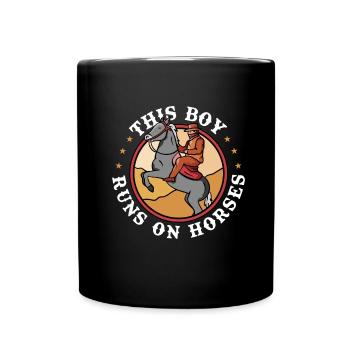 Pferd Reitsport Cowboy Ausdauerreiten - Tasse einfarbig - Schwarz - Vorne