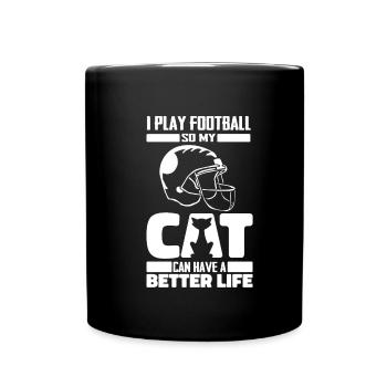 Chat de football américain - Mug uni - noir - Devant