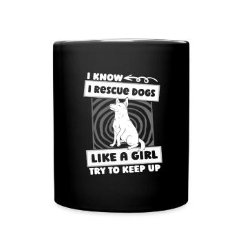 Hund Rettungshund Mädchen - Tasse einfarbig - Schwarz - Vorne