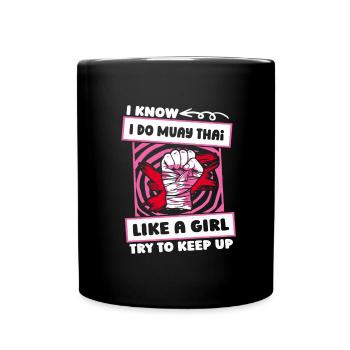 Muay Thai Thaiboxen Mädchen - Tasse einfarbig - Schwarz - Vorne