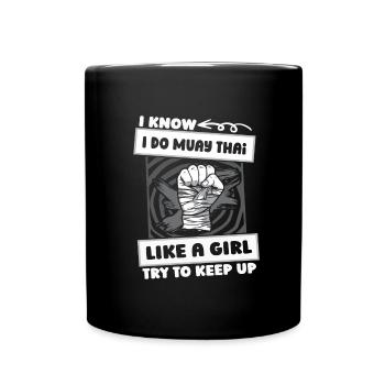 Muay Thai Thaiboxen Mädchen - Tasse einfarbig - Schwarz - Vorne