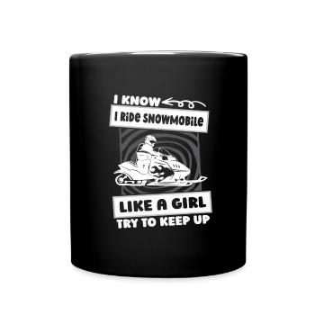 Snowmobile Snowmobile Girl - Full Colour Mug - black - Front