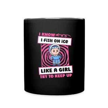 Eisfischen Eisangeln Mädchen - Tasse einfarbig - Schwarz - Vorne