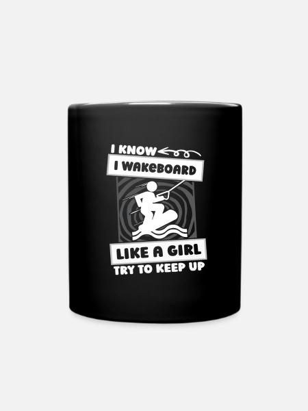 Wakeboard Wakeboarder Mädchen - Tasse einfarbig - Schwarz