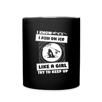 Eisfischen Eisangeln Mädchen - Tasse einfarbig - Schwarz - Vorne