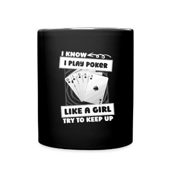 Poker Mädchen - Tasse einfarbig - Schwarz - Vorne