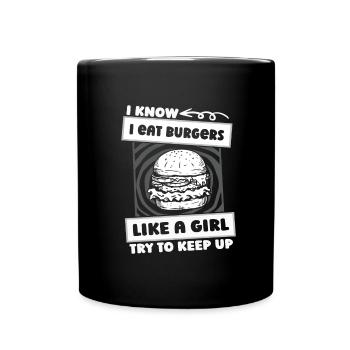 Burger Hamburger Mädchen - Tasse einfarbig - Schwarz - Vorne
