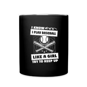 Filles de baseball - Mug uni - noir - Devant