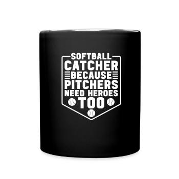 Softball Witzig - Tasse einfarbig - Schwarz - Vorne
