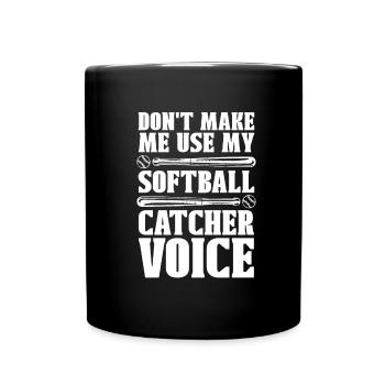 Softball Fänger - Tasse einfarbig - Schwarz - Vorne