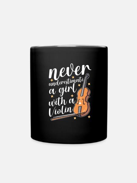Violine Geige Mädchen - Tasse einfarbig - Schwarz