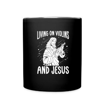 Violin Violin Jesus - Full Colour Mug - black - Front