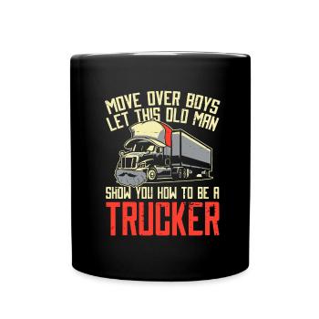 Lkw Fahrer Trucker Lastwagenfahrer Deckel - Tasse einfarbig - Schwarz - Vorne
