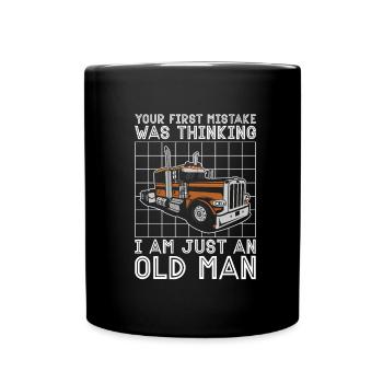 Lkw Fahrer Trucker Lastwagenfahrer Alter Mann - Tasse einfarbig - Schwarz - Vorne