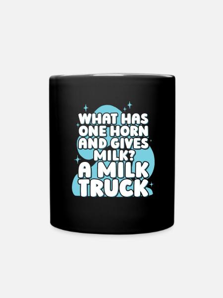 Kuh Milch Lustig Milchwagen - Tasse einfarbig - Schwarz