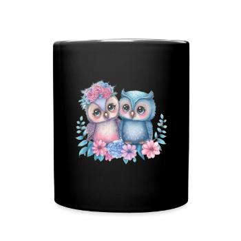 Eule Valentinstag Lustig T-Shirt Geschenkidee - Tasse einfarbig - Schwarz - Vorne