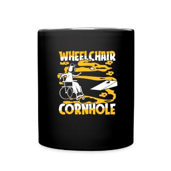 Cornhole Sackloch Spiel Rollstuhl - Tasse einfarbig - Schwarz - Vorne