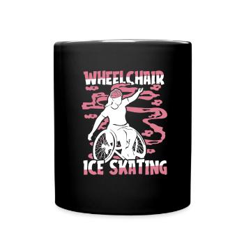 Schlittschuhlaufen Rollstuhl - Tasse einfarbig - Schwarz - Vorne