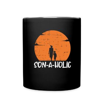 Mama Mutter Sohn - Tasse einfarbig - Schwarz - Vorne