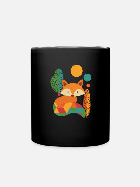 Fuchs Geometrisch - Tasse einfarbig - Schwarz