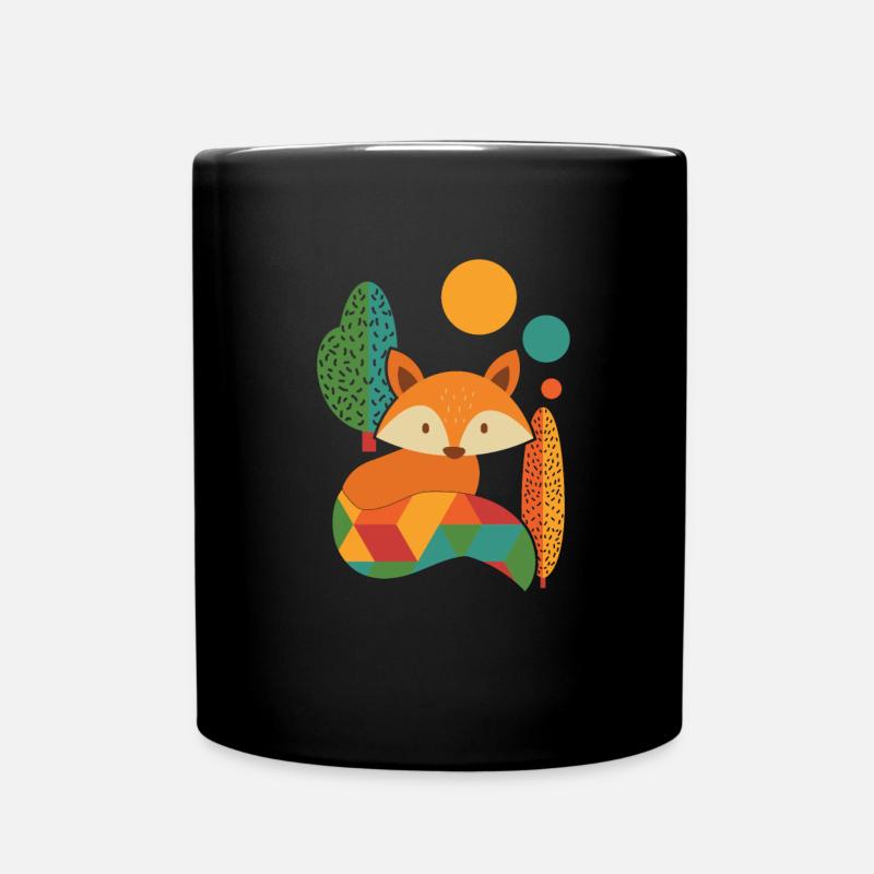 Fuchs Geometrisch - Tasse einfarbig - Schwarz