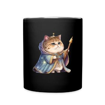 Katzen Mutter Miau König Lustig Katzendame T-Shirt - Tasse einfarbig - Schwarz - Vorne
